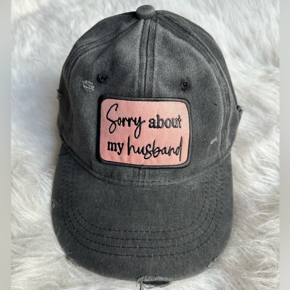 Gray and Pink Apology Cap - Sorry About My Husband